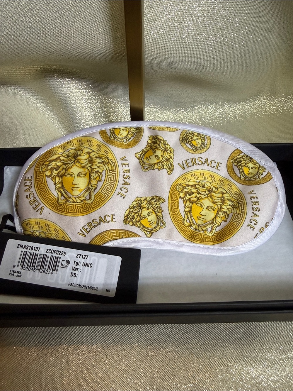 Versace White & Gold Medusa Silk Eye Mask